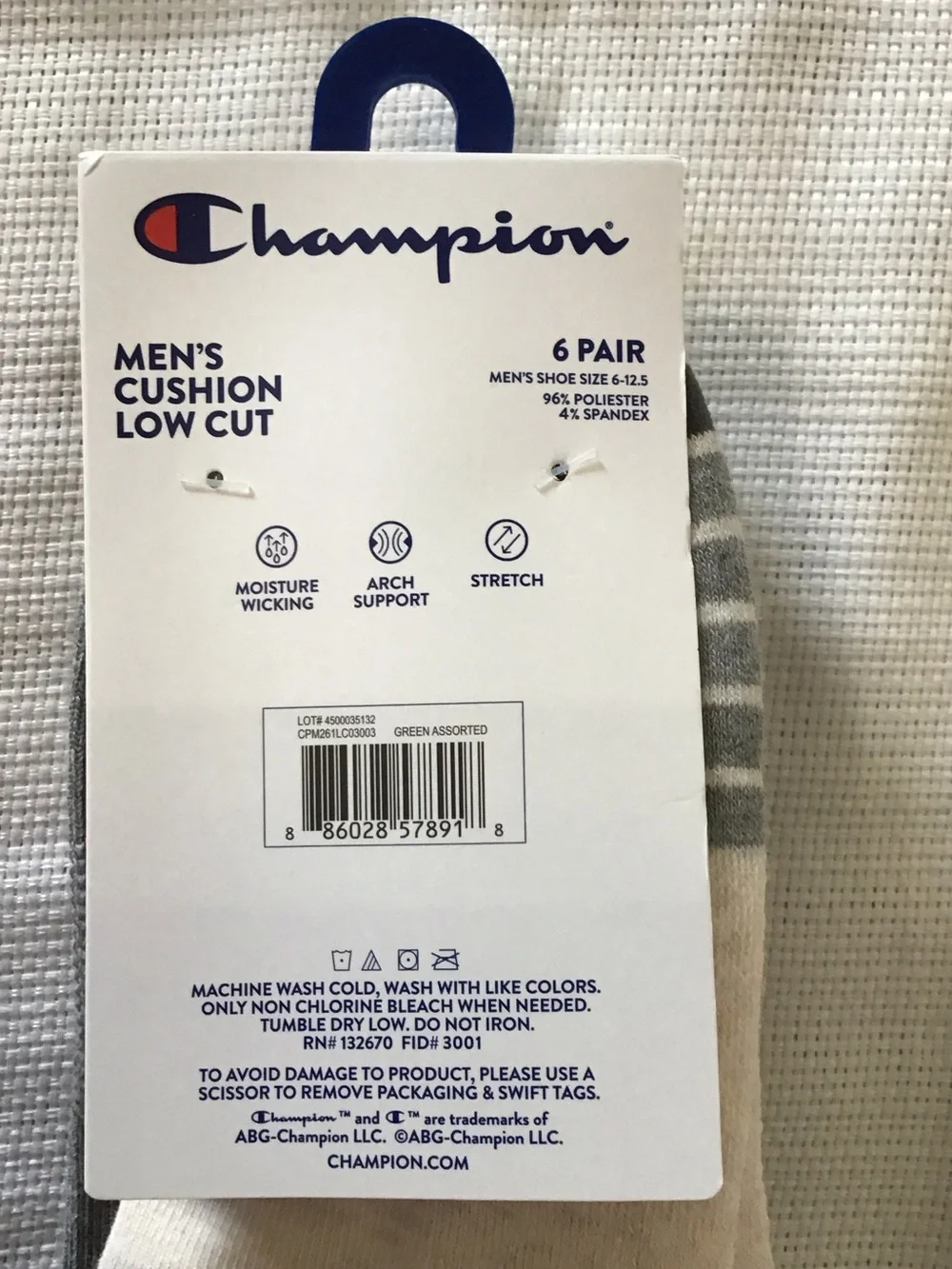 Champion Men's Low-Cut Athletic Socks in Olive Green and Gray - 6 Pack